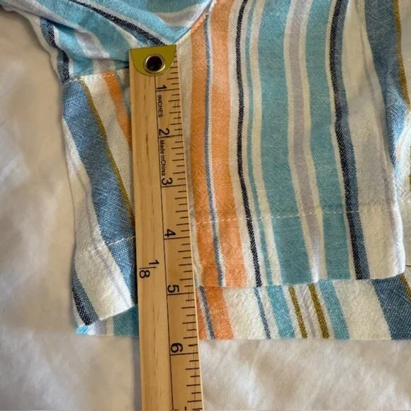 Briggs Women's Linen Blend Pull-On Shorts with Pockets Size Medium Blue Stripe. - Picture 11 of 11